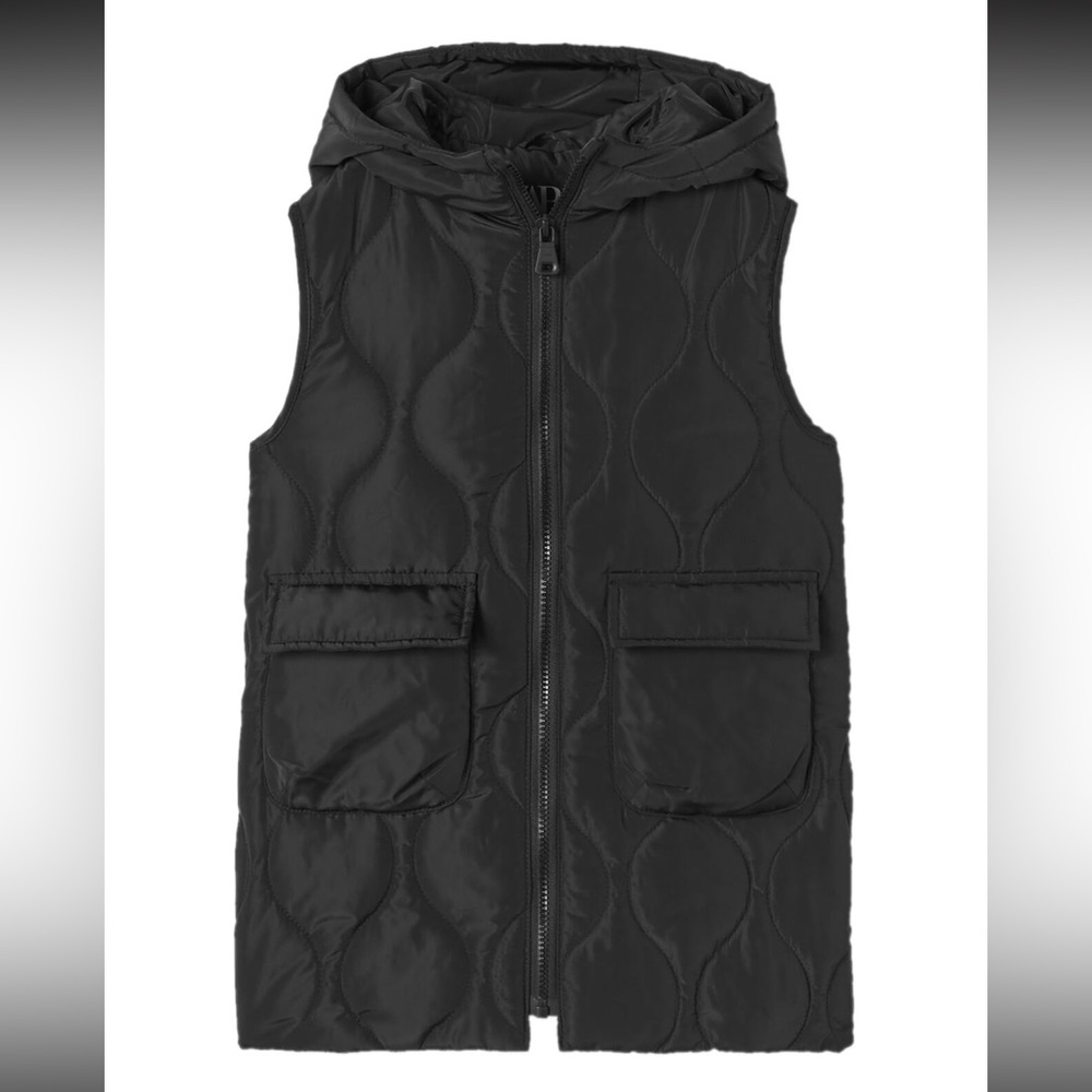 ZARA Quilted Hooded Long Puffer Vest